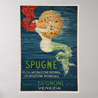 Affiche Publicité vintage Française Éponge Sirène