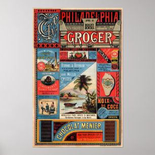 Affiche Publicité vintage Philadelphia Grocer