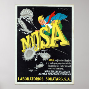 Affiche Publicité vintage pour la lutte antiparasitaire