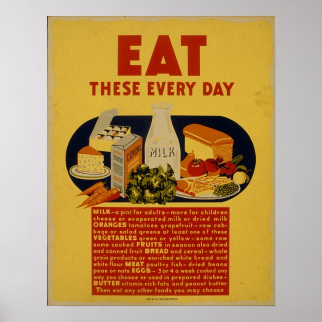 Affiche Publicité vintage pour manger sainement (Devant)