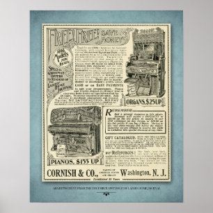 Affiche Publicité vintage pour piano