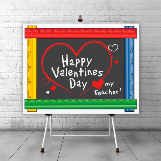 Affiche Publiez vos voeux de Saint-Valentin pour l'enseign (Post Your Valentine’s Day Wishes for Teacher Poster! )