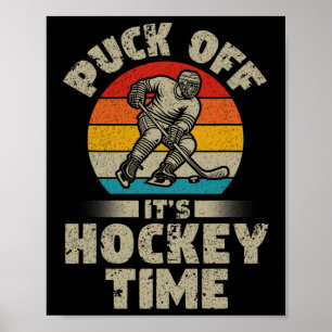 Affiche Puck Off C'est l'heure du hockey Hockey rétro hock