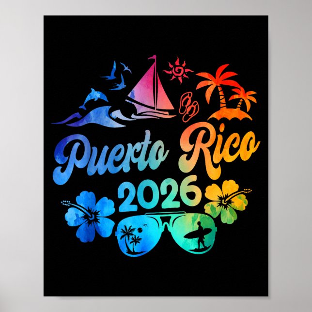 Affiche Puerto Rico 2026 Vacation Beach Tie Dye Trip Summe (Devant)