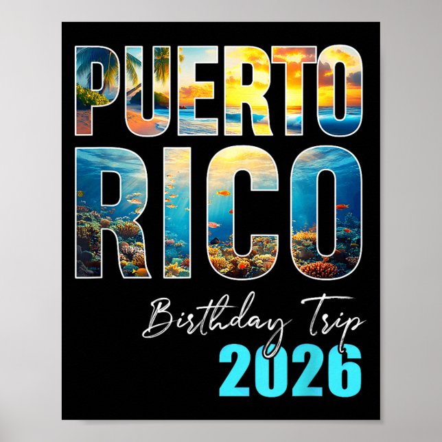 Affiche Puerto Rico Birthday Trip 2026 Vacation Party Crew (Devant)