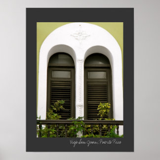 Affiche Puerto Rico Green Spanish Architecture Windows