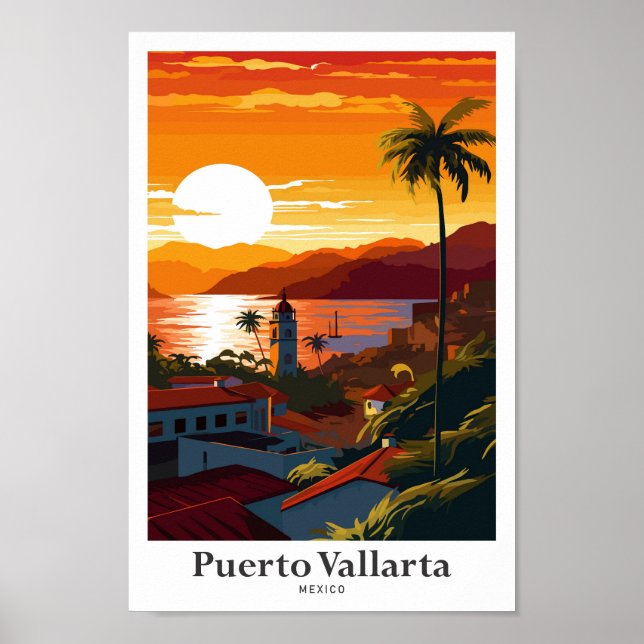 Affiche Puerto Vallarta Mexico Travel Art Vintage (Devant)