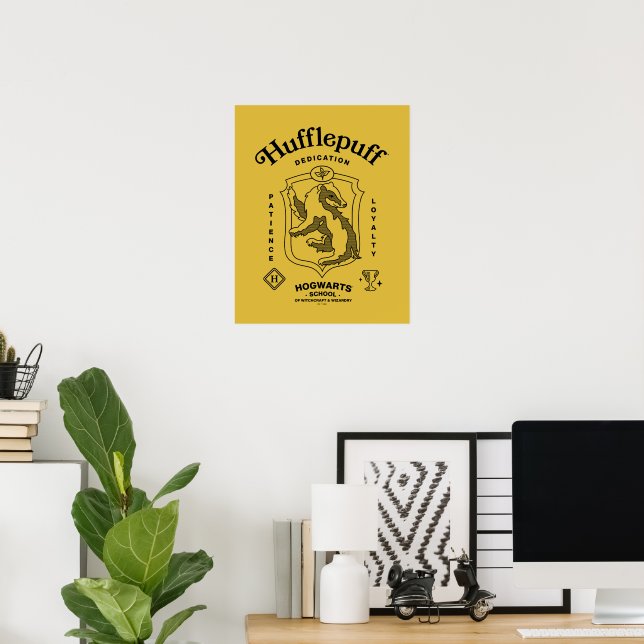 Affiche PUFFEBOUFF™ Dédication Patience Loyauté Blason (Bureau à domicile)