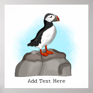 Affiche Puffin à main fine