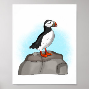 Affiche Puffin à main fine