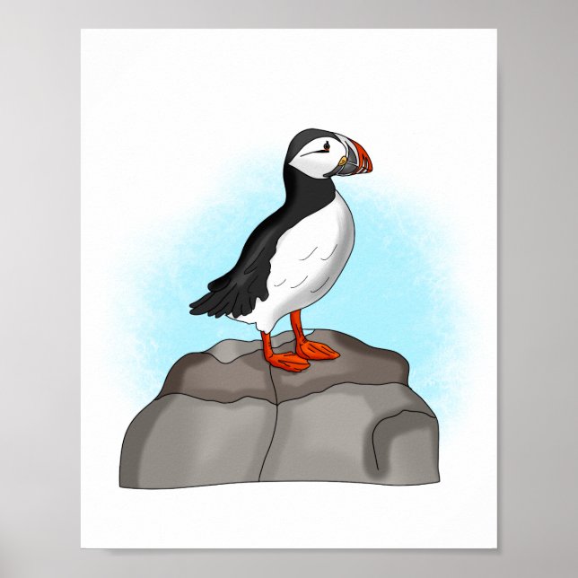 Affiche Puffin à main fine (Devant)