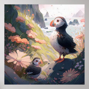 Affiche Puffin Bird Portrait Animal Peinture Faune Gratuit
