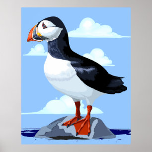 Affiche Puffin Cute Oiseau de mer Atlantique