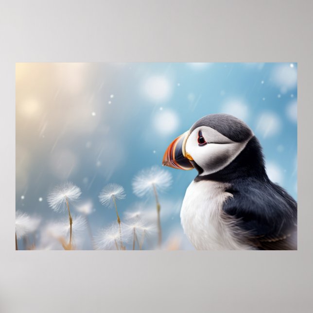 Affiche Puffin Oiseau sauvage Animal paisible (Devant)