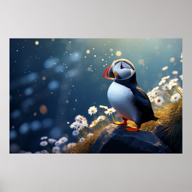 Affiche Puffin Oiseau sauvage Animal paisible (Devant)