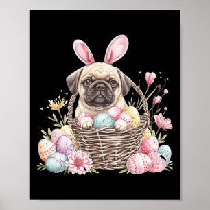 Affiche Pug de Pâques Pug Œufs Graphique
