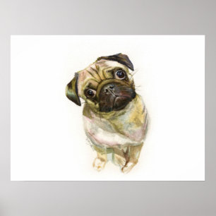 Affiche Pug Face Art Print Cute Pug Dog