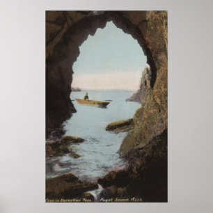 Affiche Puget Sound, WA - Grotte dans la tromperie