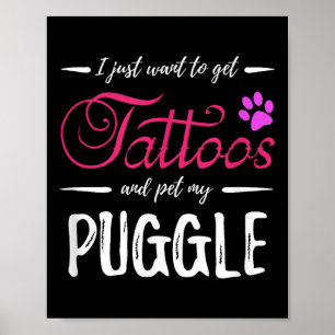 Affiche Puggle Amoureux des chiens Tattoo Chemise Drôle Ch