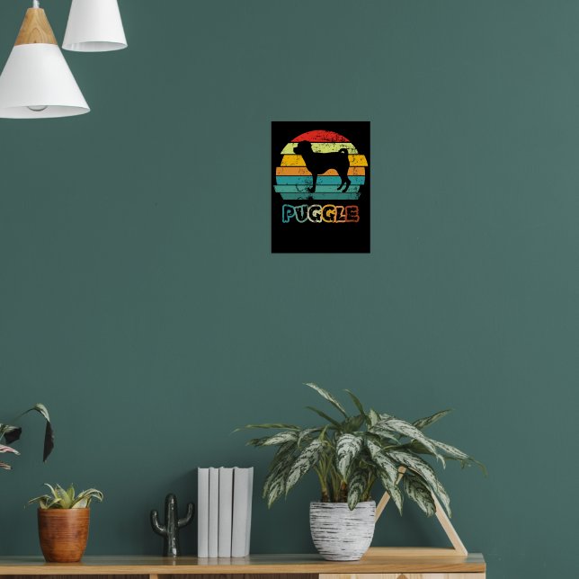 Affiche Puggle Coucher de Soleil Rétro (Salon 1)