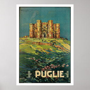 Affiche Puglie, Pouilles, Vintage voyage de l'Italie