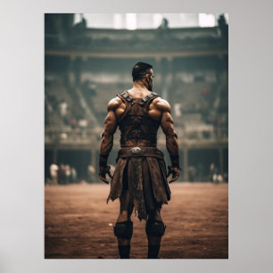 Affiche Puissant gladiateur dans l'arène antique - Inspiri