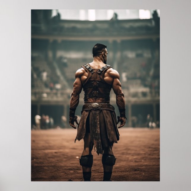 Affiche Puissant gladiateur dans l'arène antique - Inspiri (Devant)