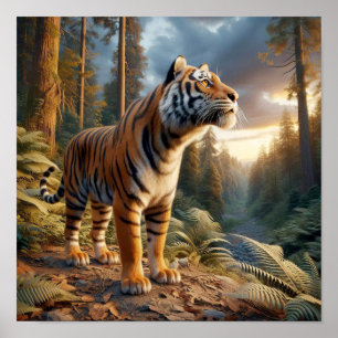 Affiche Puissant tigre du Bengale dans la jungle sauvage