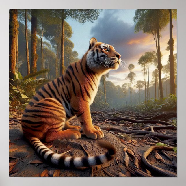 Affiche Puissant tigre du Bengale dans la jungle sauvage (Devant)