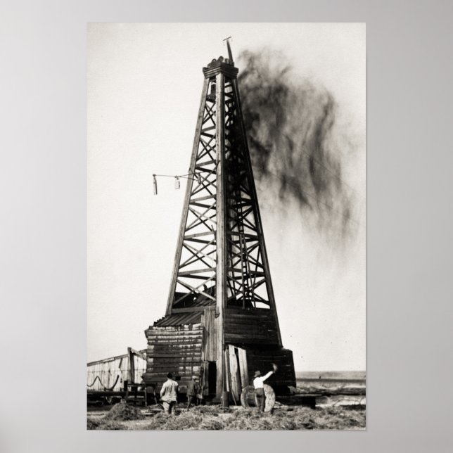 Affiche Puits de pétrole vintage (Devant)