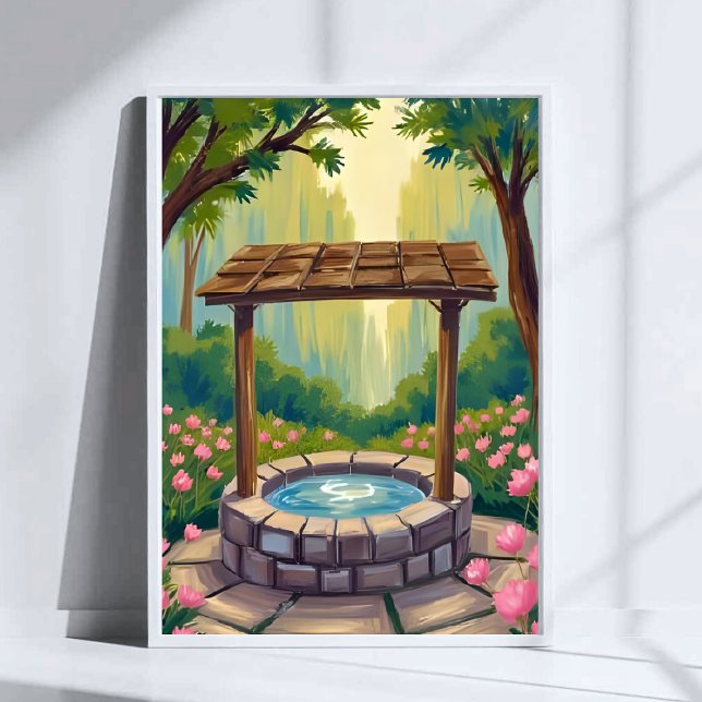 Affiche Puits de souhaits Art floral forestier magique (Créateur téléchargé)