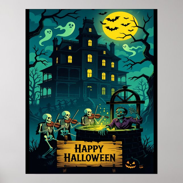 Affiche Puits de souhaits zombie de la maison hantée : (Devant)