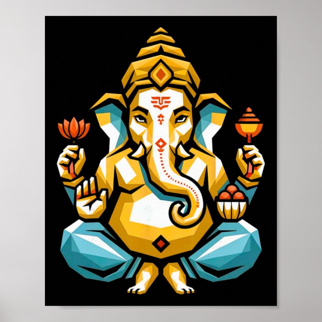 Affiche Puja hindou Ganesha Dieu éléphant Inde Méditation  (Devant)