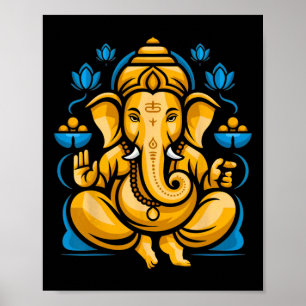 Affiche Puja hindou Ganesha Dieu éléphant Inde Méditation