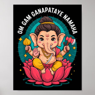 Affiche Puja hindou Ganesha Dieu éléphant Inde Méditation 