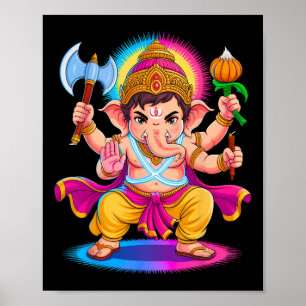 Affiche Puja hindou Ganesha Dieu éléphant Inde Méditation