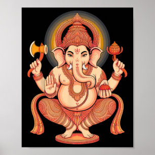Affiche Puja hindou Ganesha Dieu éléphant Inde Méditation 