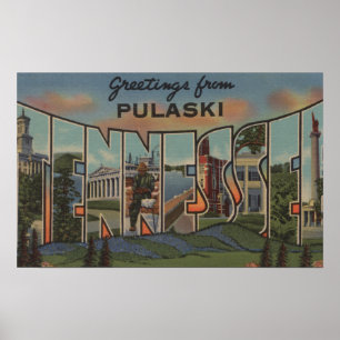 Affiche Pulaski, Tennessee - Scènes de grandes lettres