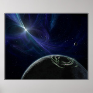 Affiche Pulsor et planètes en orbite