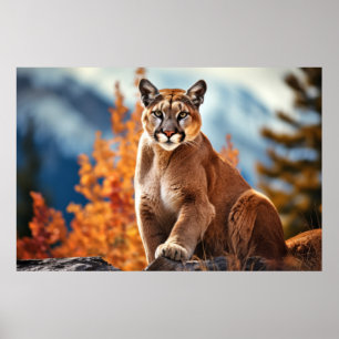 Affiche Puma Animal Faune Wilderness Mur Art coloré