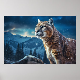 Affiche Puma Animal Faune Wilderness Mur Art coloré