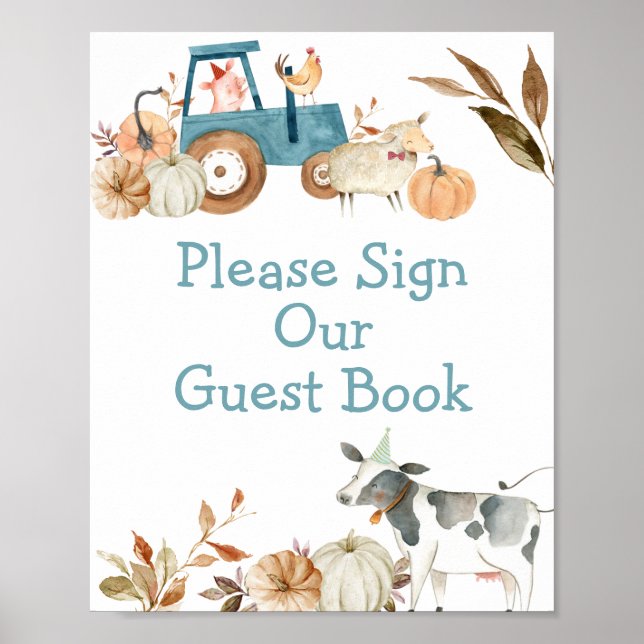 Affiche Pumpkin Farm Animal Tractor Please Sign our Guest (Devant)