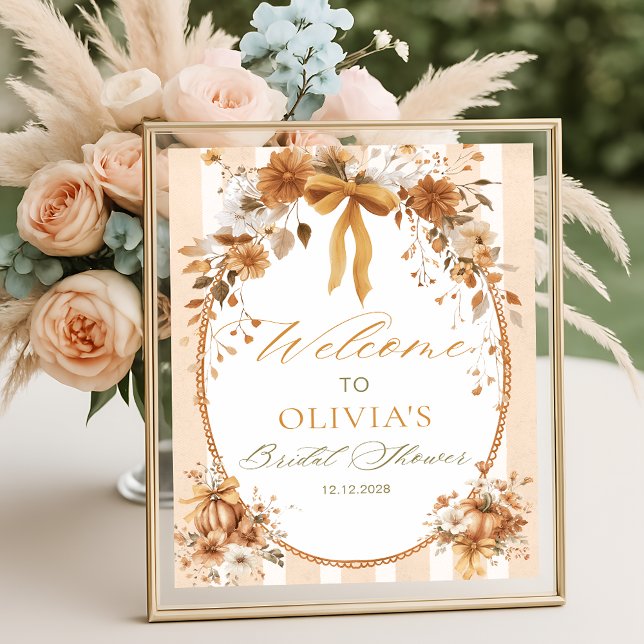 Affiche Pumpkin Floral Bow Bridal Shower Welcome (Créateur téléchargé)