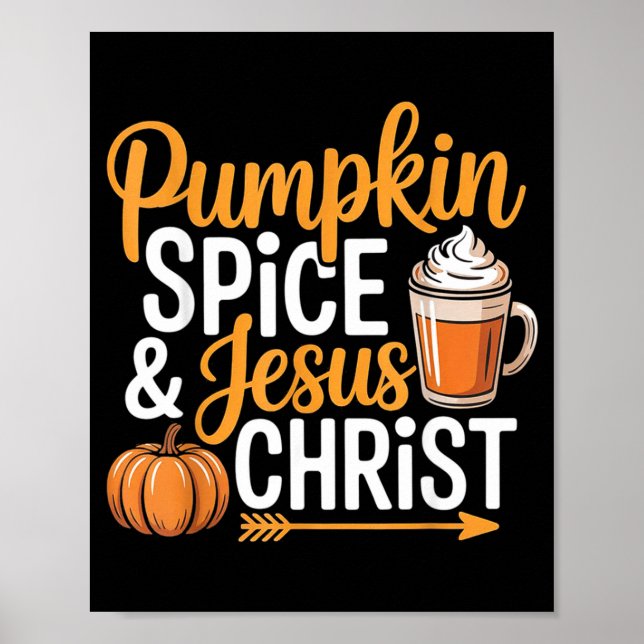 Affiche Pumpkin Sce And Jesus Christ Christian Fall Autumn (Devant)