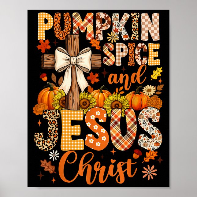 Affiche Pumpkin Sce And Jesus Christ Funny Fall Christian  (Devant)