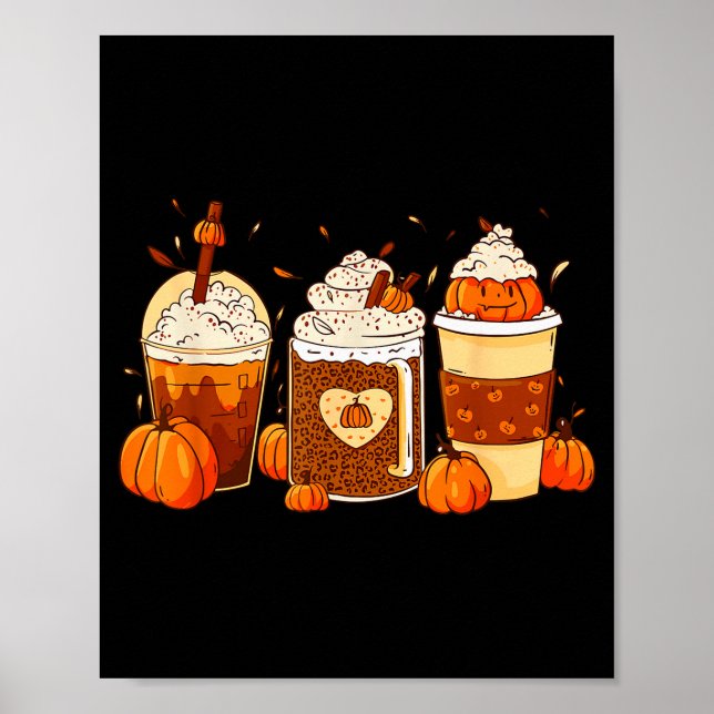 Affiche Pumpkin Sce Latte Fall Coffee Thanksgiving Shirt F (Devant)