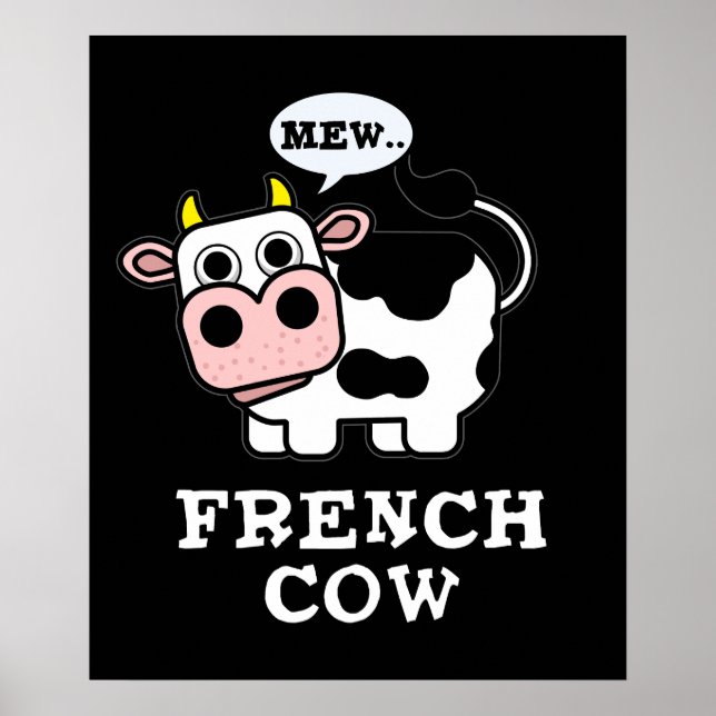 Affiche Pun animal amusant de vache française (Devant)