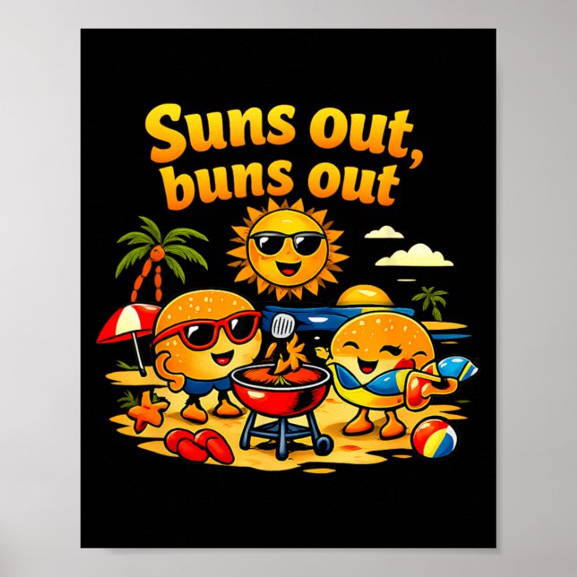 Affiche Pun Beach Bbq Graphique Soleils Dehors Fesses Deho (Devant)