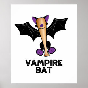 Affiche Pun de baseball amusant de Vampire Bat
