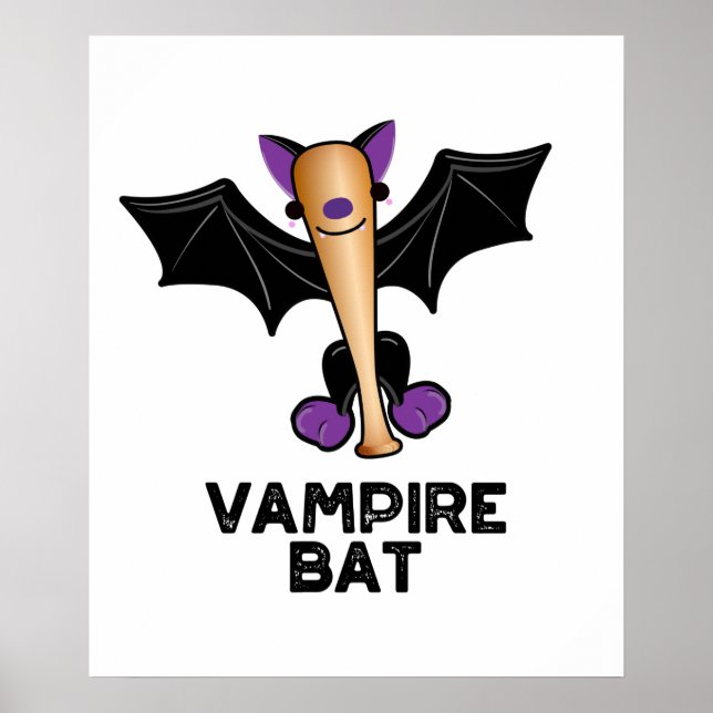 Affiche Pun de baseball amusant de Vampire Bat (Devant)